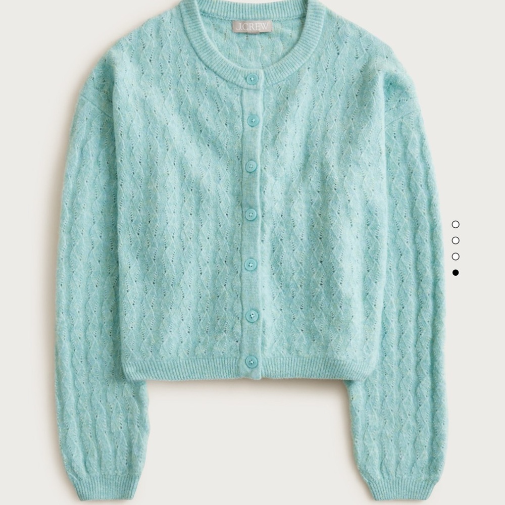 Supersoft Pointelle Bubble-Hem Cardigan - Blue